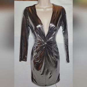 H&M Silver Long Sleeve Party Dress